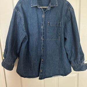 Old Navy Oversized Boyfriend Blue Denim Shirt